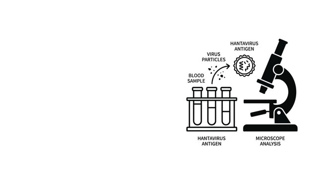 Medical laboratory virus testing and microscopic analysis icon set.
