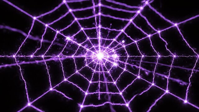 Glowing Purple Energy Spider Web VFX Animation on Black Background