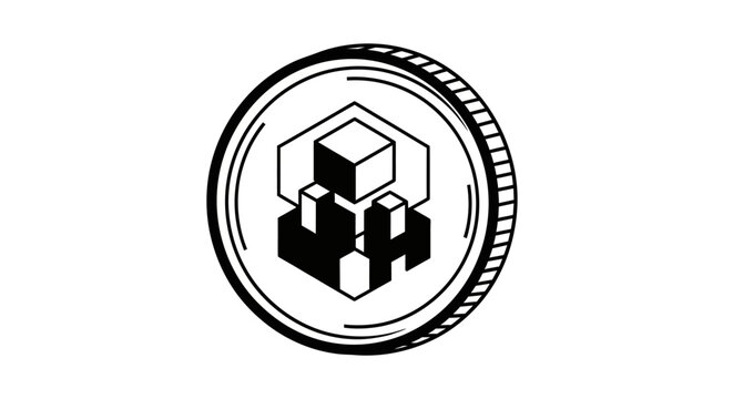 Abstract Geometric Cryptocurrency Coin Icon Illustration