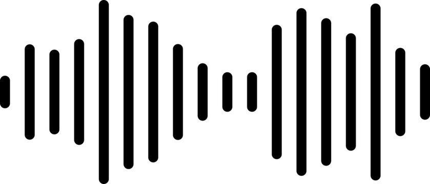 Black waves icon representing wireless communication, signal transmission, broadcasting technology, audio frequency, network connection, radar pulse, telecom symbol and sound waves