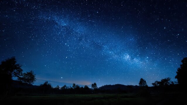 Milky Way Over Forest at Night