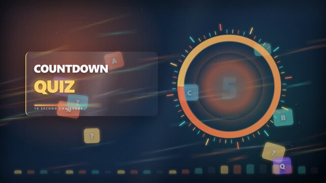 Countdown Quiz Timer Background with Large Animated Numbers