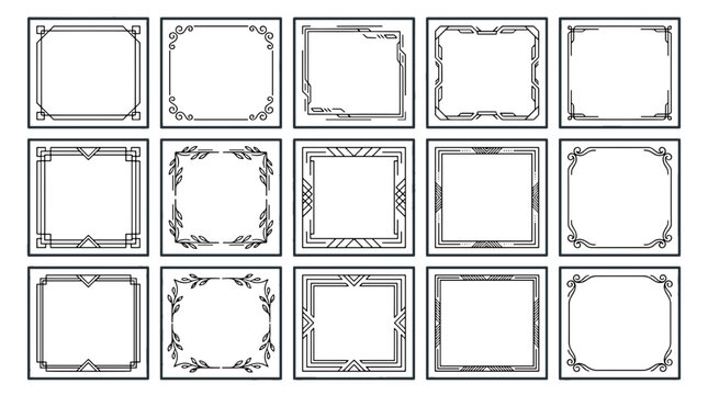 Set of 15 vintage ornate picture frames with decorative borders