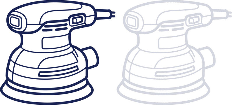 Orbital Sander Line Art Vector Icon Isolated on White Background