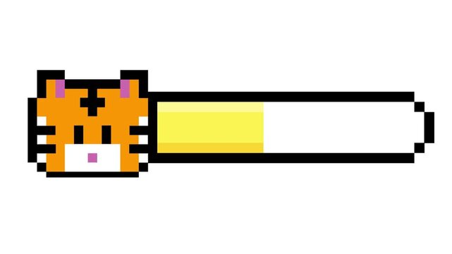 Charming pixelated tiger game interface element, a vibrant progress bar for digital content and fun applications