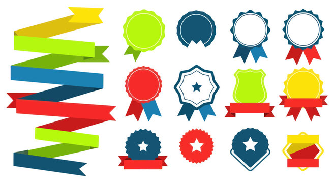 Ribbon Banners and Award Badges Collection - Vector Graphics