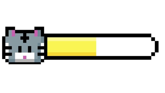 Charming Pixel Art Cat Progress Bar Illustration for Gaming UI Design A Fun Retro-Style Health Meter Graphic Element