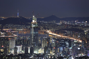 Fototapeta premium N서울타워,롯데월드타워,롯데월드호텔,잠실,남산,송파구,한강,서울