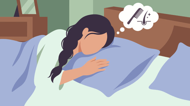 Woman using silk pillowcase for hair care