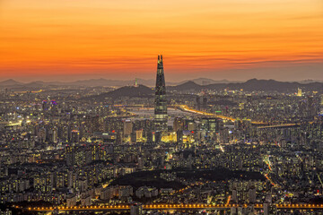 Fototapeta premium 롯데월드타워,잠실,송파구,한강,서울