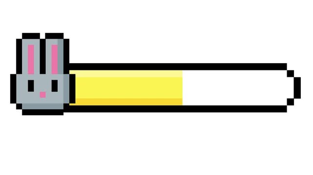Charming pixel art progress bar featuring an adorable bunny character, indicating game level or health status