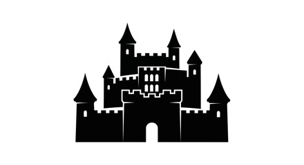 Black Castle Silhouette Icon Vector Illustration © hidayati