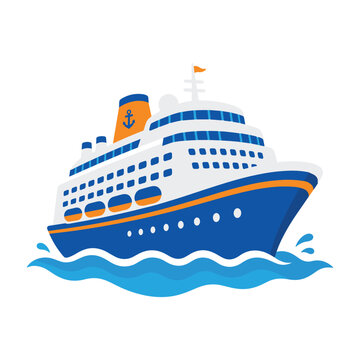 Large cruise ship sailing on ocean waves for luxury travel.