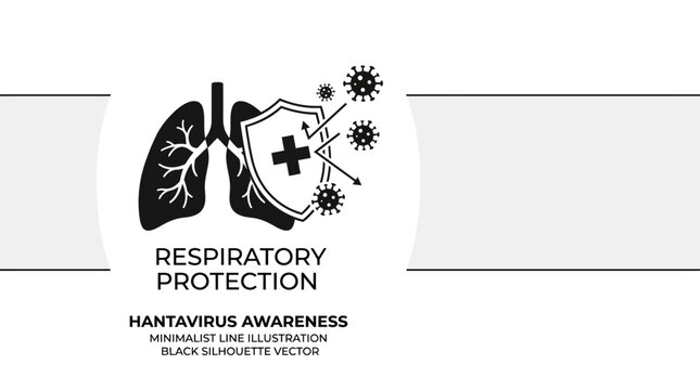 Respiratory protection icon with human lungs and medical shield against virus.