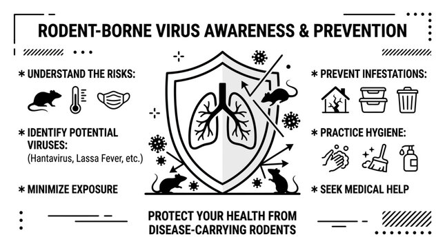 Rodent Borne Virus Awareness and Prevention Educational Infographic.