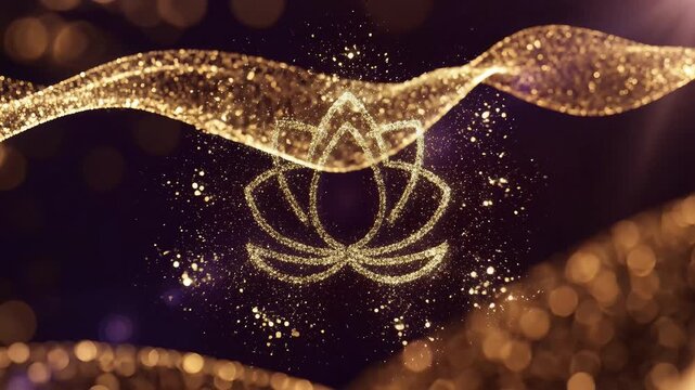 Golden Lotus Glitter Particle Background for Parshuram Jayanti