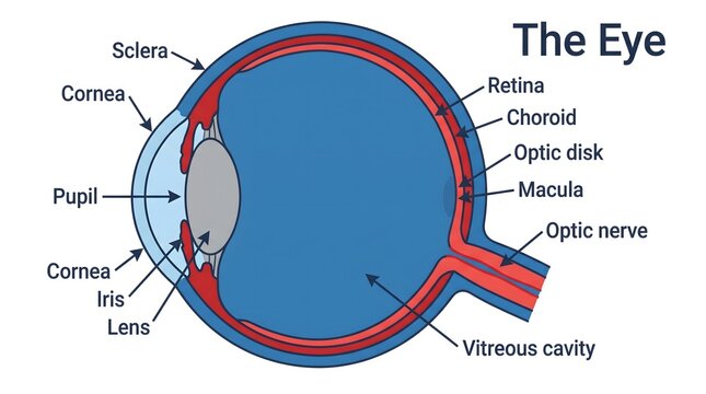 Human Eye Anatomy Diagram for Educational and Medical Study