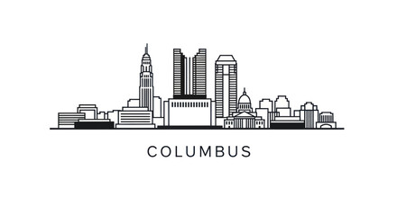 Obraz premium Columbus Skyline Silhouette, Ohio Cityscape Outline, Modern Architecture Vector
