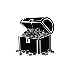 Treasure chest filled with gold coins. © Fina