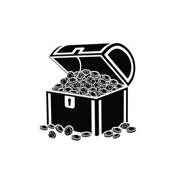 Treasure chest filled with gold coins.