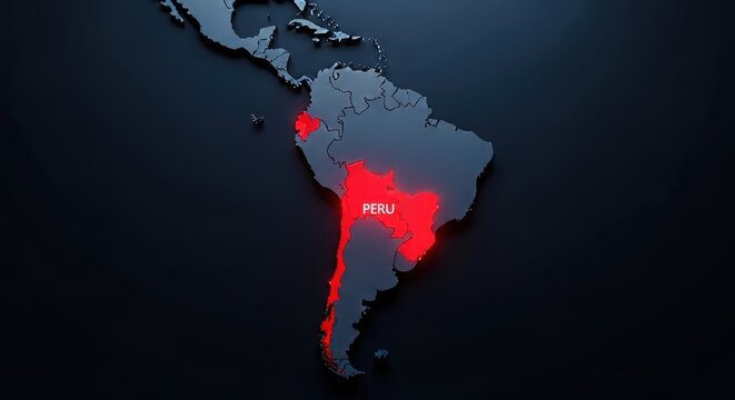 South America map with highlighted Peru.