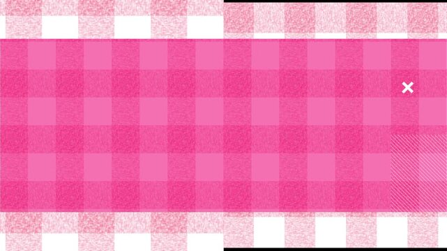 Seamless pink gingham check pattern animation, vibrant textured plaid textile background, repeating fabric print loop for creative graphic design and modern motion graphics.