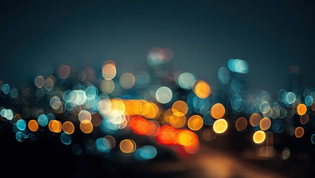 Blurred City Lights Bokeh Effect at Night.