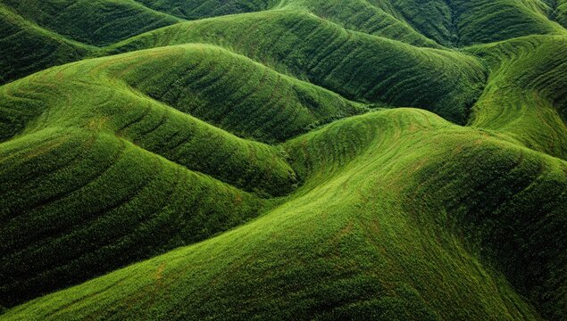 Verdant, undulating hills sculpted by agriculture