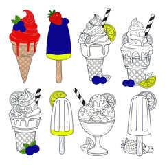 Summer Ice Cream Cones and Popsicles - Hand-drawn Illustration © mus