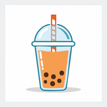 Bubble Tea Drink with Straw