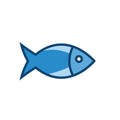 Obraz premium Minimalist blue fish icon vector illustration.
