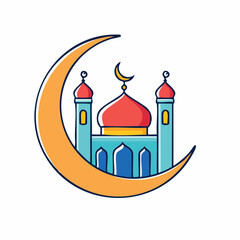 Fototapeta premium Mosque and Crescent Moon Icon