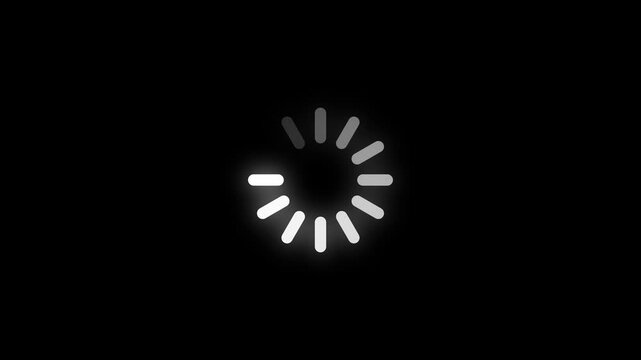 Glowing Circular Loading Wheel Animation on white and black Background.