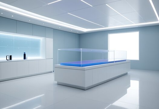 Abstract futuristic science background representing quantum computing, advanced materials research, AI laboratory development, and sleek R&D tech facility