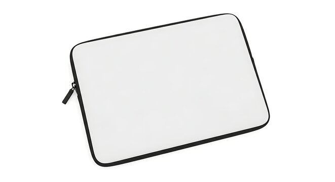 Isolated empty laptop sleeve with zipper closure and soft protective fabric texture for electronics hardware storage and travel safety