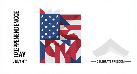 Naklejka premium Abstract Geometric American Flag for Independence Day Celebration