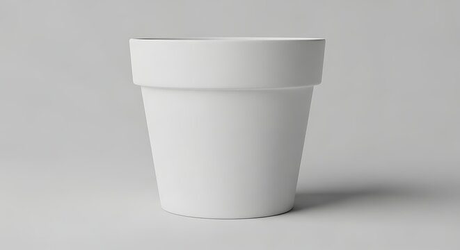 Isolated empty white ceramic plant pot for gardening and home decor, simple circular container for indoor botanical displays