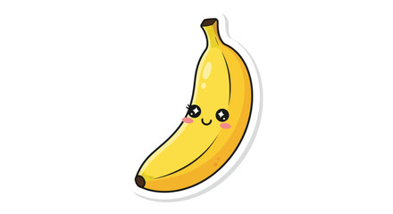 Cute Kawaii Banana Character Illustration with Smiling Face © Roni
