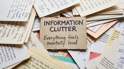 Naklejka premium Information Clutter and Mental Overload on Scattered Papers