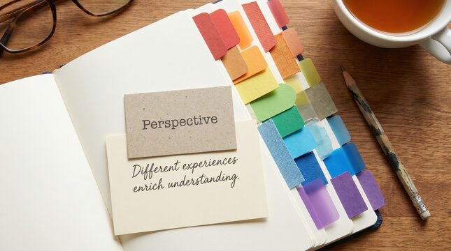 Notebook with Color Tabs Showcasing Diversity and Inclusivity