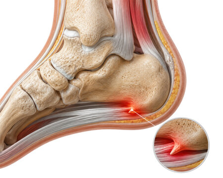 Heel Spur and Plantar Fasciitis Anatomy Medical Illustration