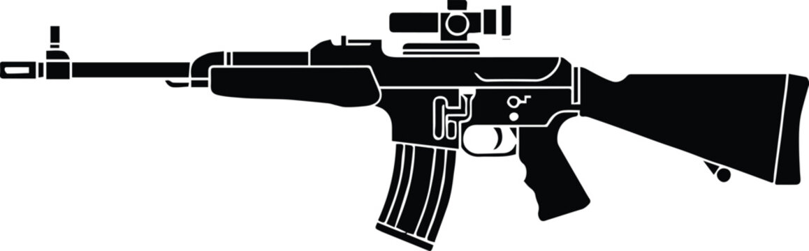 rifle icon minimalist weapon outline technical diagram