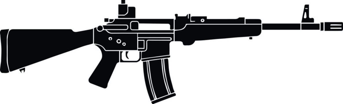 rifle silhouette vector icon firearm outline with scope