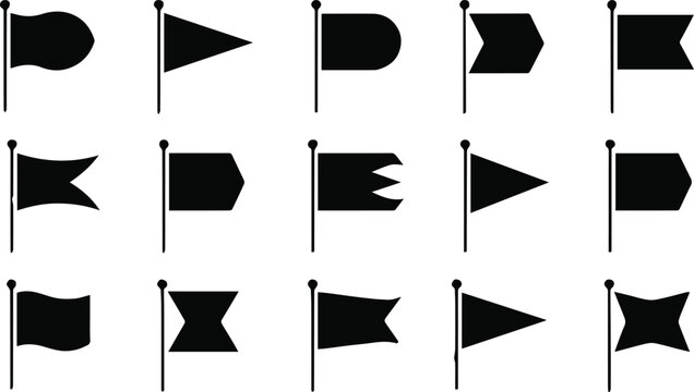 flag icon set silhouettes grid vector shapes