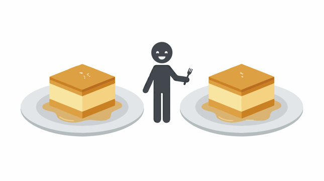 Person choosing between two delicious cream cakes
