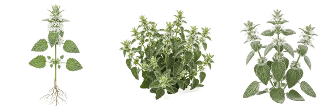 Horehound plant, Marrubium vulgare, Lamiaceae family, medicinal perennial herb profile, crinkled toothed ovate leaves dense woolly trichomes square stem, botanical specimen structural mapping layout
