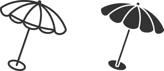 Beach umbrella vector icon collection isolated, summer parasol silhouette illustration design set for vacation © MdMotiur
