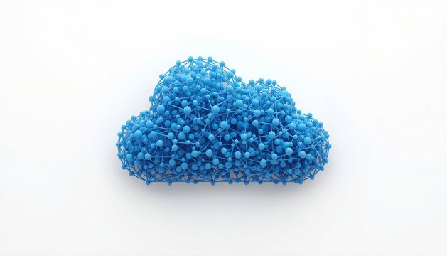 Detailed blue cloud rendered from countless small spherical elements with abstract background technology background digital background internet background storage background data storage
