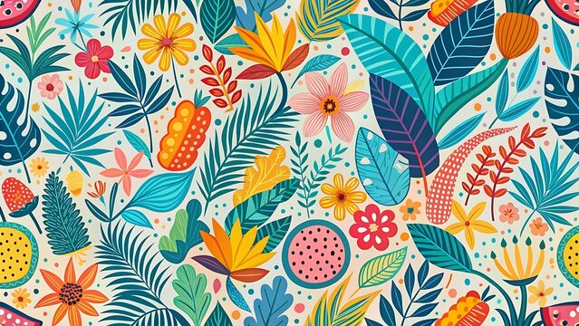 Fun colorful line doodle seamless pattern. Creative minimalist style art background for children or trendy design with basic shapes.