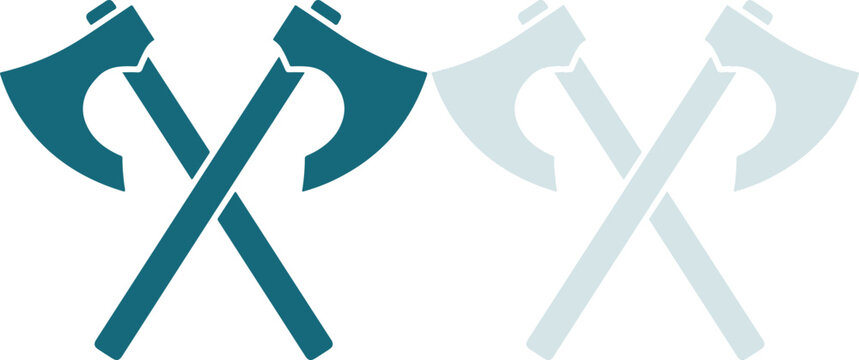 Crossed Axes Icon Set in Teal and Light Grey Flat Vector Style